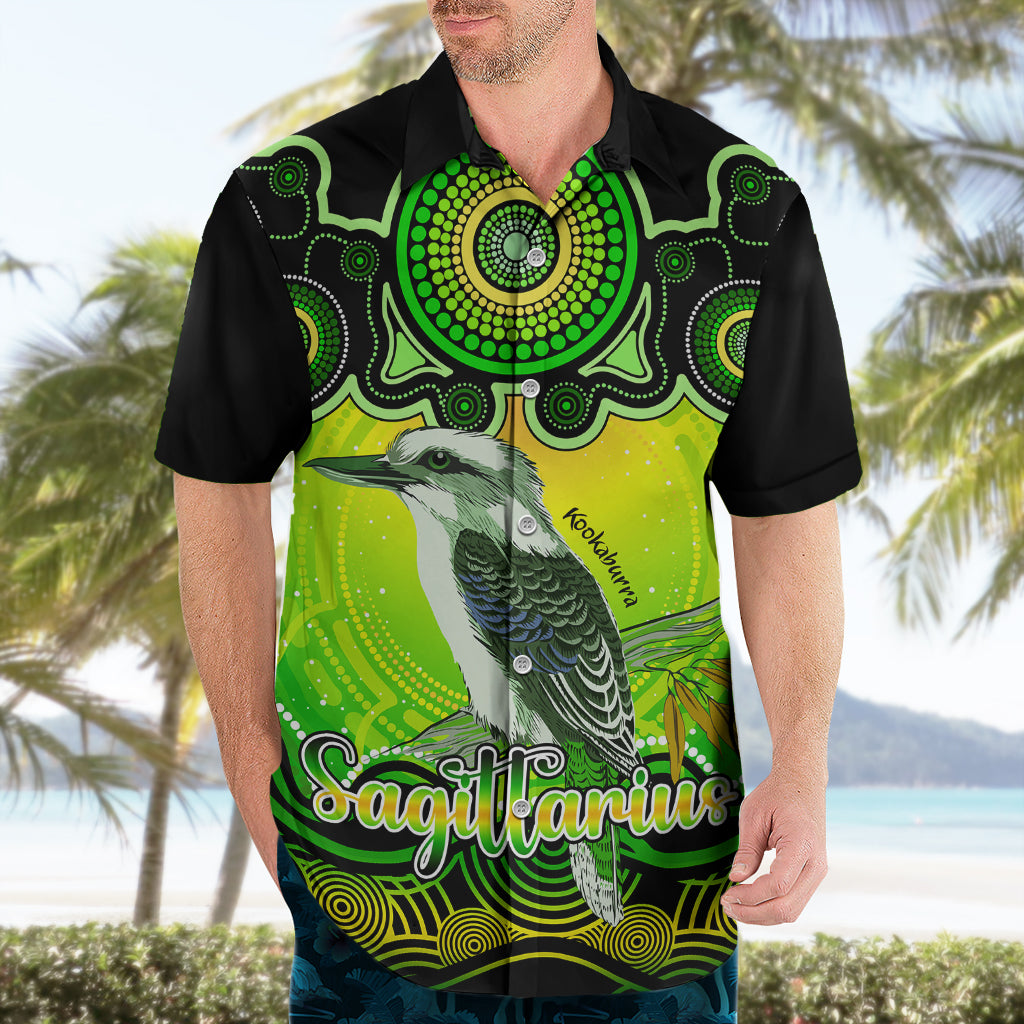 Personalised Australia Sagittarius Kookaburra Zodiac Hawaiian Shirt Auz Astrology Aboriginal - Green - Vibe Hoodie Shop