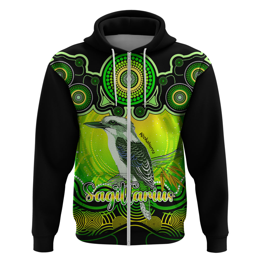 Personalised Australia Sagittarius Kookaburra Zodiac Hoodie Auz Astrology Aboriginal - Green LT9 - Vibe Hoodie Shop