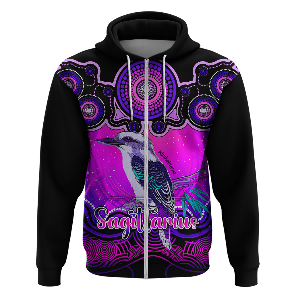 Personalised Australia Sagittarius Kookaburra Zodiac Hoodie Auz Astrology Aboriginal - Magenta LT9 - Vibe Hoodie Shop