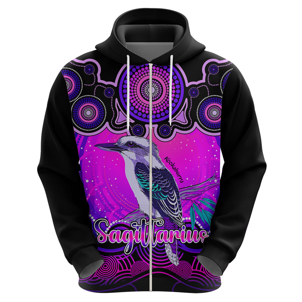 Personalised Australia Sagittarius Kookaburra Zodiac Hoodie Auz Astrology Aboriginal - Magenta LT9 - Vibe Hoodie Shop