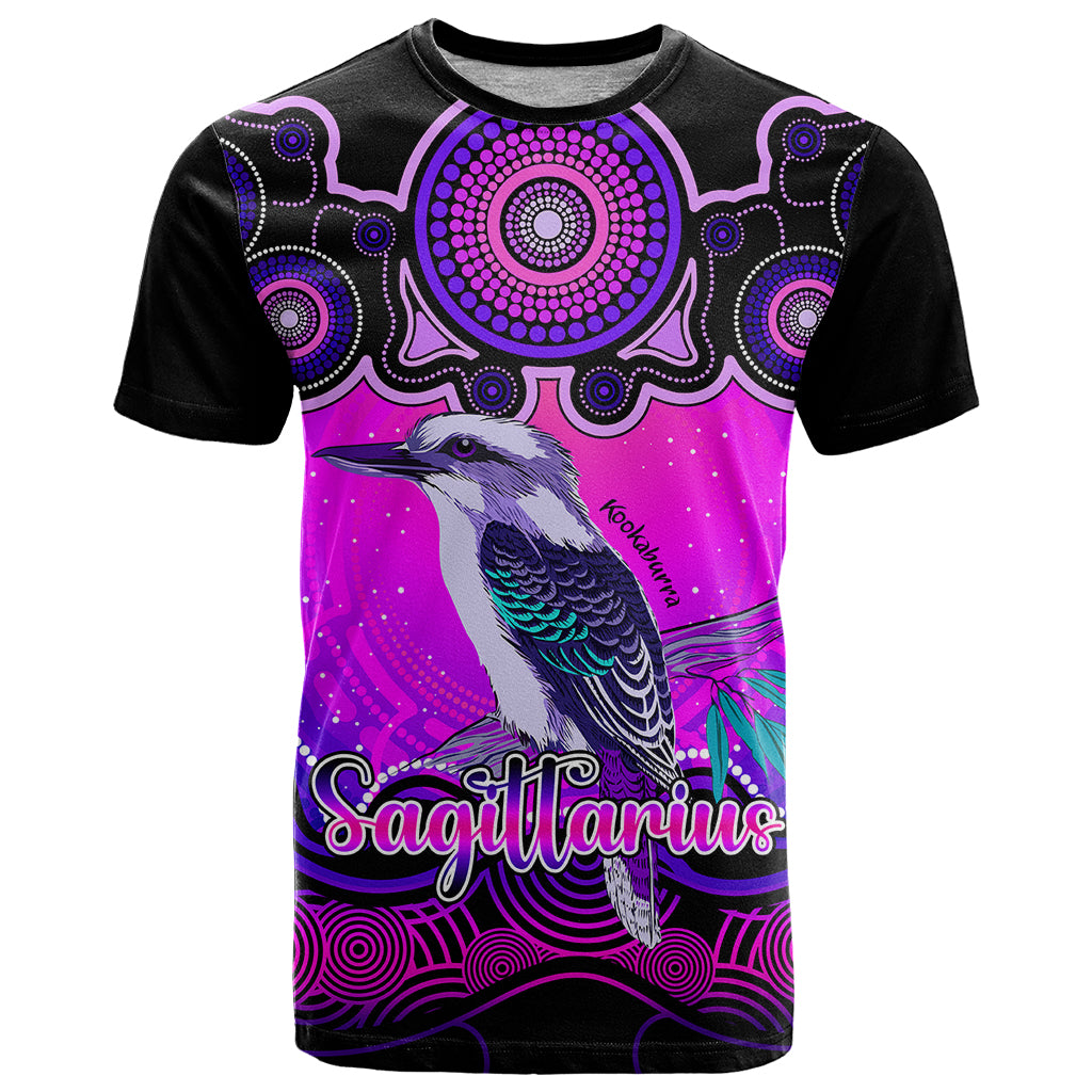 Personalised Australia Sagittarius Kookaburra Zodiac T Shirt Auz Astrology Aboriginal - Magenta LT9 - Vibe Hoodie Shop
