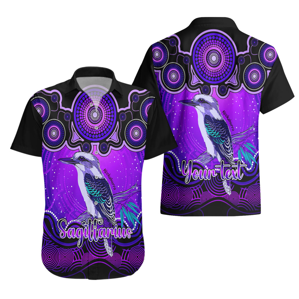 Personalised Australia Sagittarius Kookaburra Zodiac Hawaiian Shirt Auz Astrology Aboriginal - Purple - Vibe Hoodie Shop