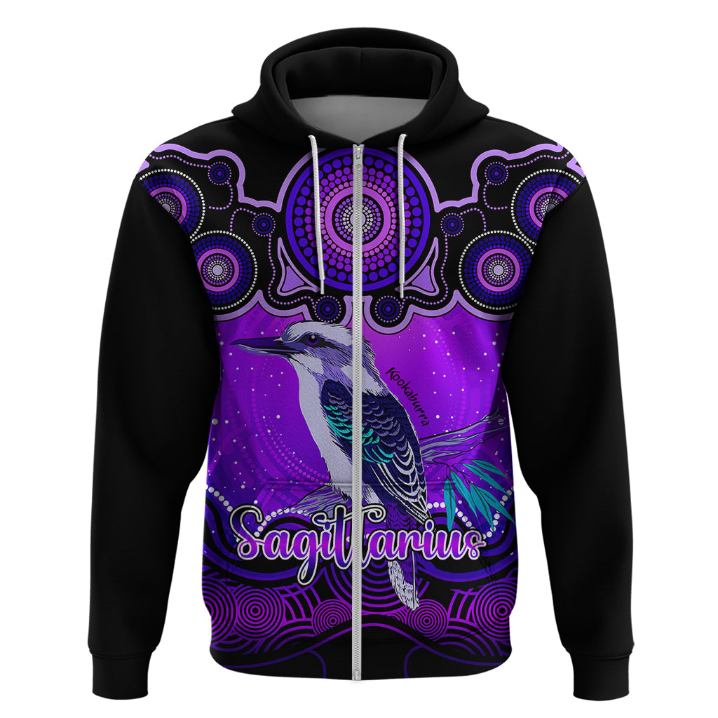 Personalised Australia Sagittarius Kookaburra Zodiac Hoodie Auz Astrology Aboriginal - Purple LT9 - Vibe Hoodie Shop