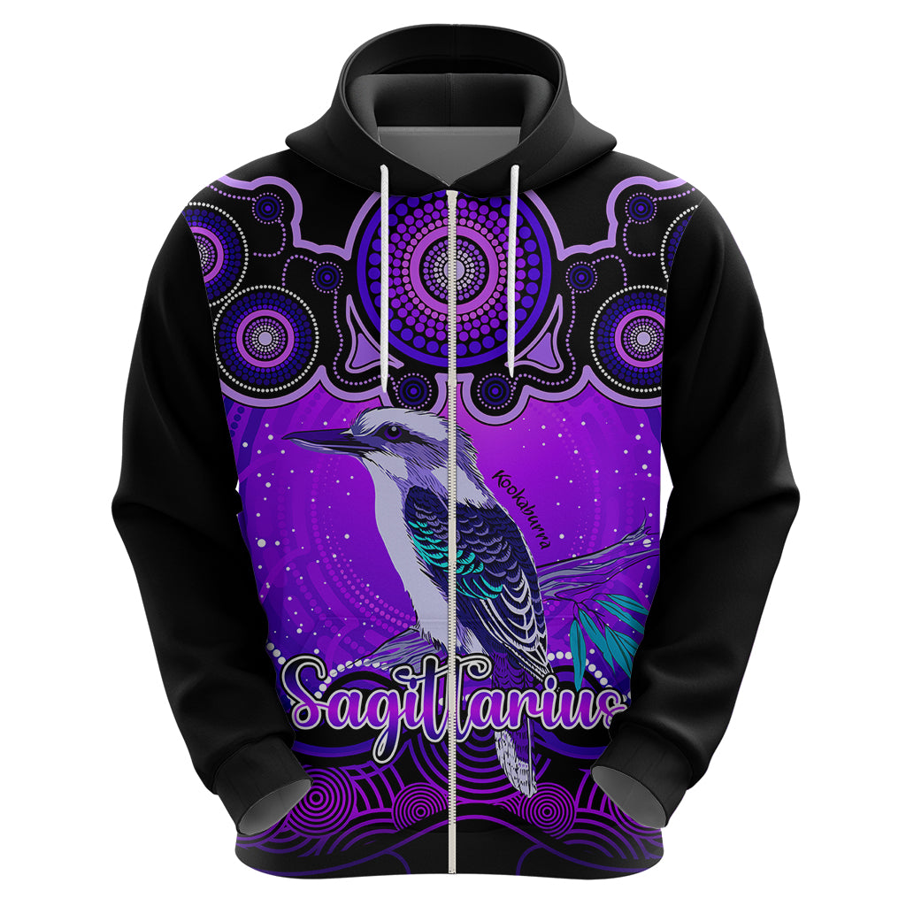 Personalised Australia Sagittarius Kookaburra Zodiac Hoodie Auz Astrology Aboriginal - Purple LT9 - Vibe Hoodie Shop