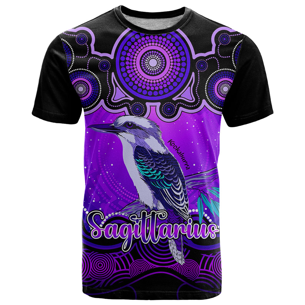 Personalised Australia Sagittarius Kookaburra Zodiac T Shirt Auz Astrology Aboriginal - Purple LT9 - Vibe Hoodie Shop