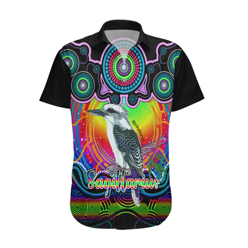 Personalised Australia Sagittarius Kookaburra Zodiac Hawaiian Shirt Auz Astrology Aboriginal - Rainbow - Vibe Hoodie Shop