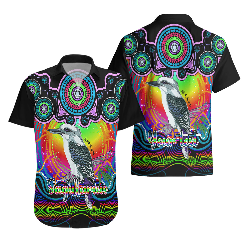 Personalised Australia Sagittarius Kookaburra Zodiac Hawaiian Shirt Auz Astrology Aboriginal - Rainbow - Vibe Hoodie Shop