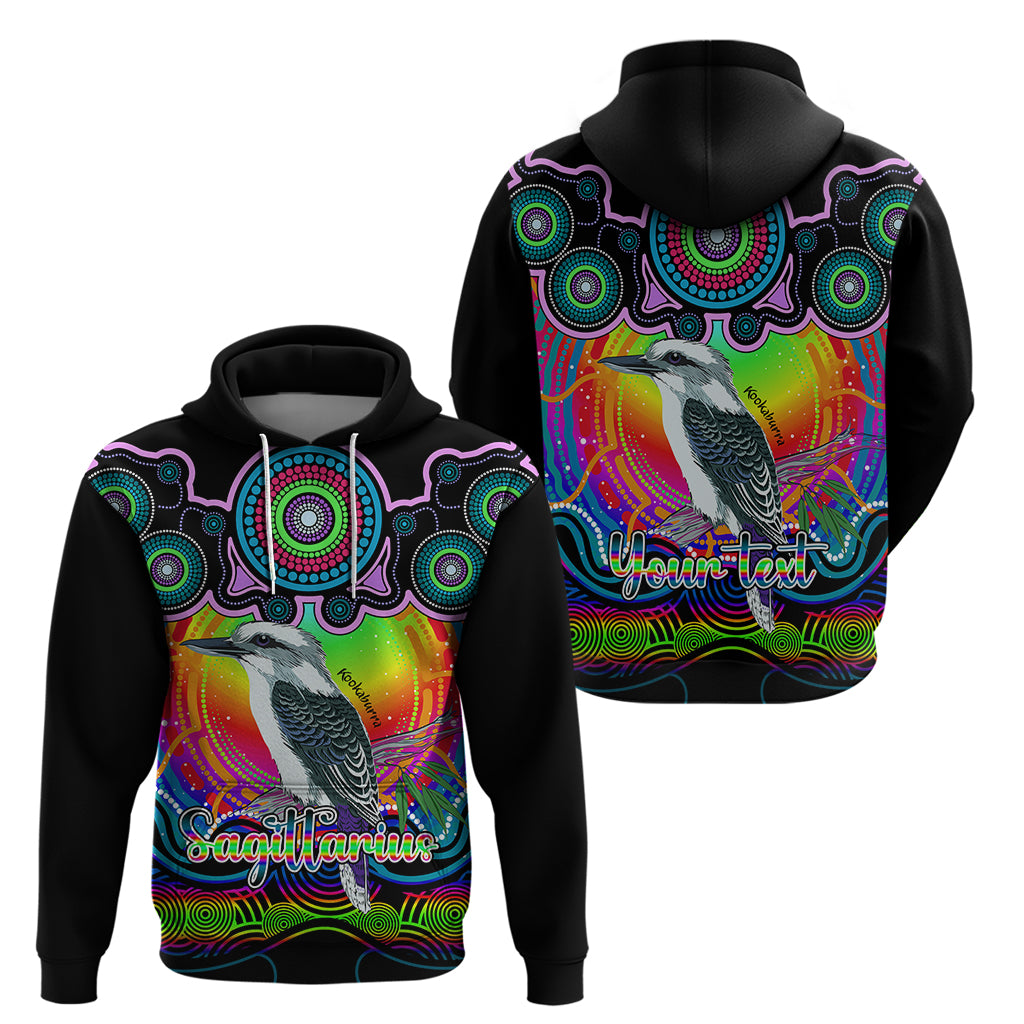 Personalised Australia Sagittarius Kookaburra Zodiac Hoodie Auz Astrology Aboriginal - Rainbow LT9 - Vibe Hoodie Shop