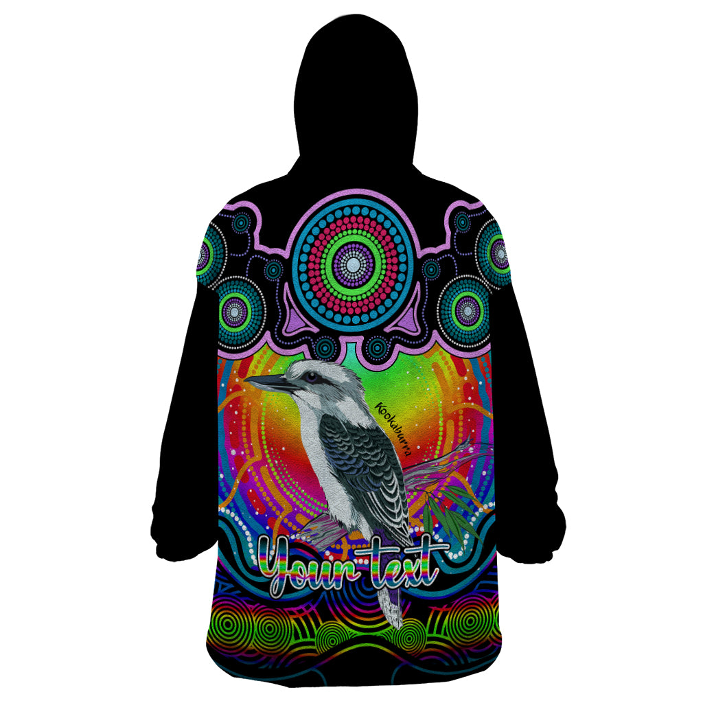 Personalised Australia Sagittarius Kookaburra Zodiac Wearable Blanket Hoodie Auz Astrology Aboriginal - Rainbow - Vibe Hoodie Shop