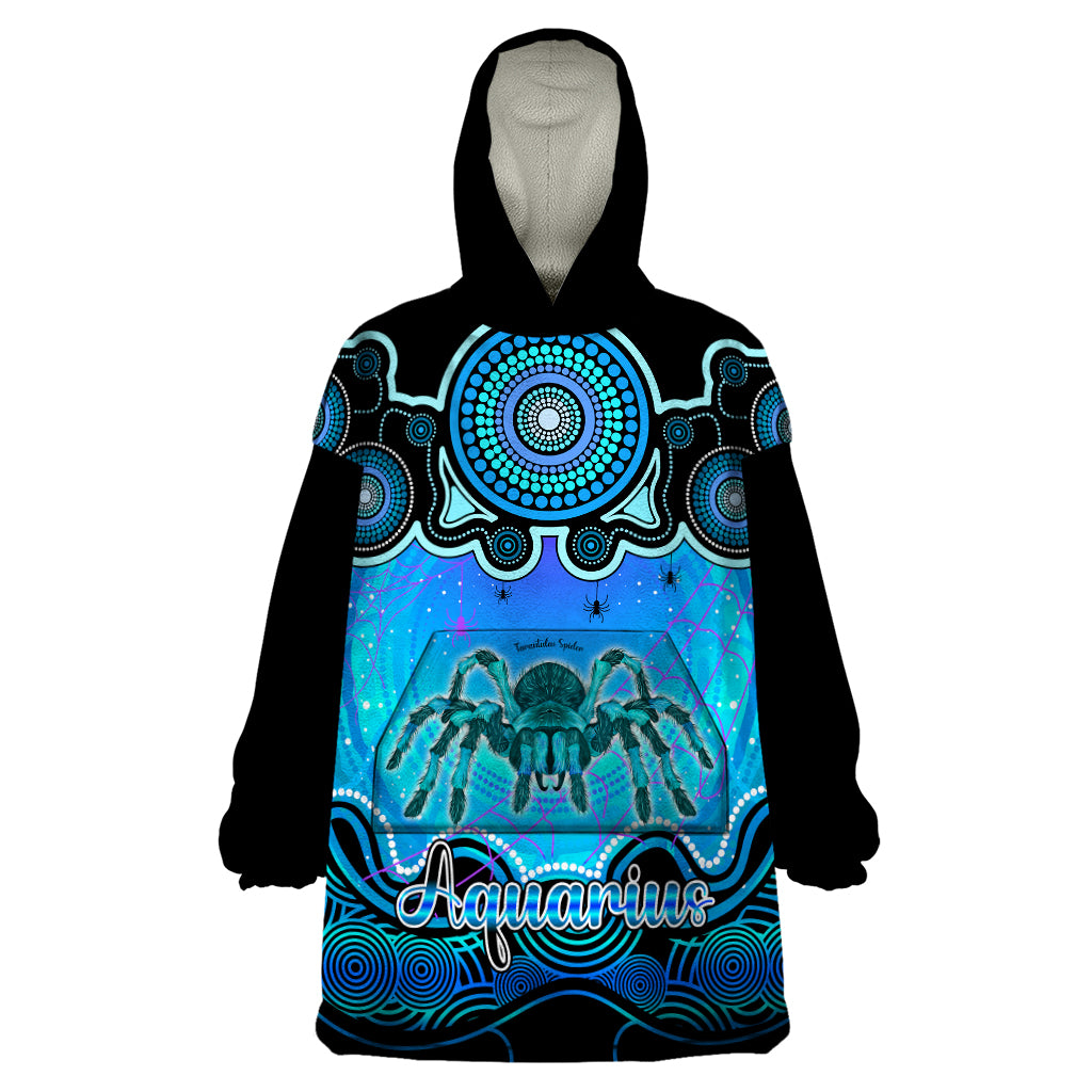 Personalised Australia Scorpio Tarantulas Spider Zodiac Wearable Blanket Hoodie Auz Astrology Aboriginal - Aqua - Vibe Hoodie Shop