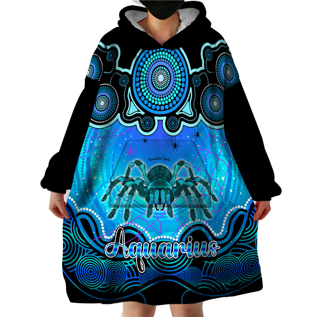 Personalised Australia Scorpio Tarantulas Spider Zodiac Wearable Blanket Hoodie Auz Astrology Aboriginal - Aqua - Vibe Hoodie Shop