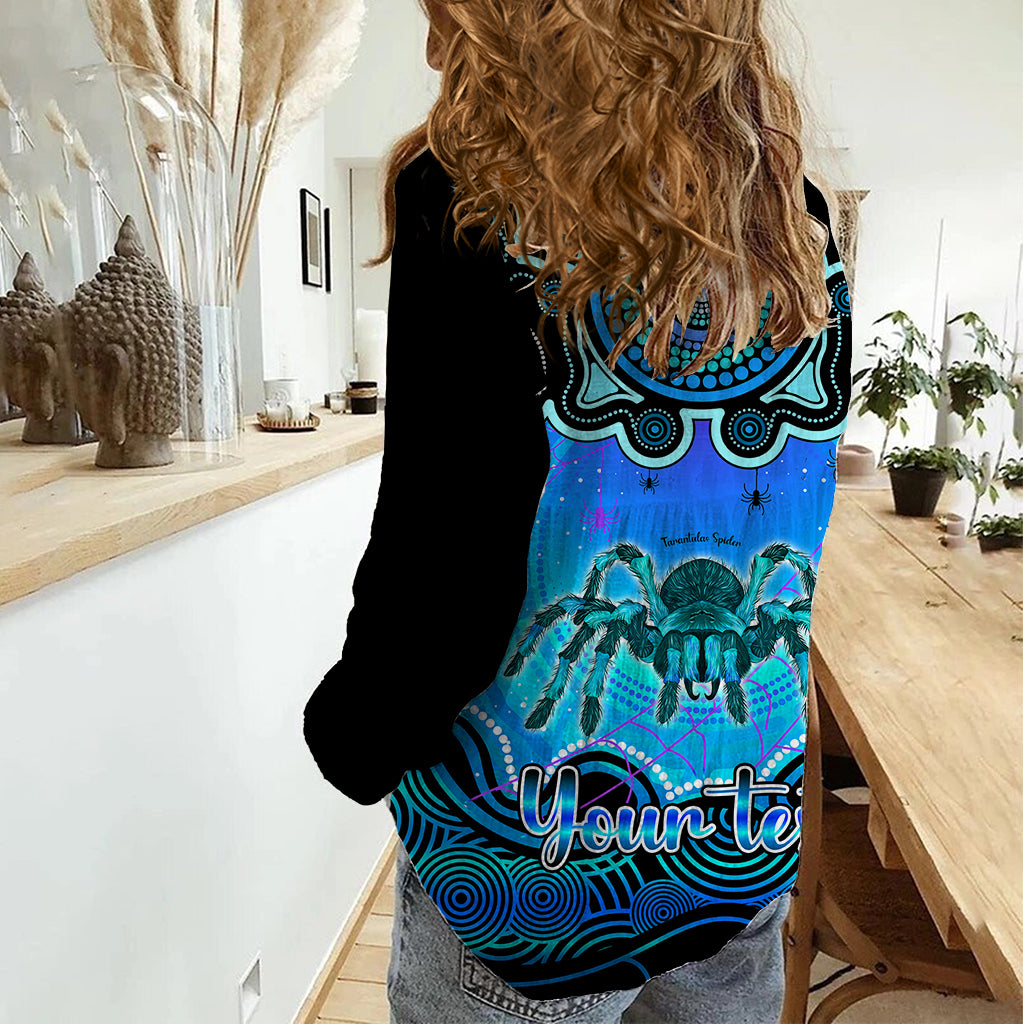 Personalised Australia Scorpio Tarantulas Spider Zodiac Women Casual Shirt Auz Astrology Aboriginal - Aqua - Vibe Hoodie Shop