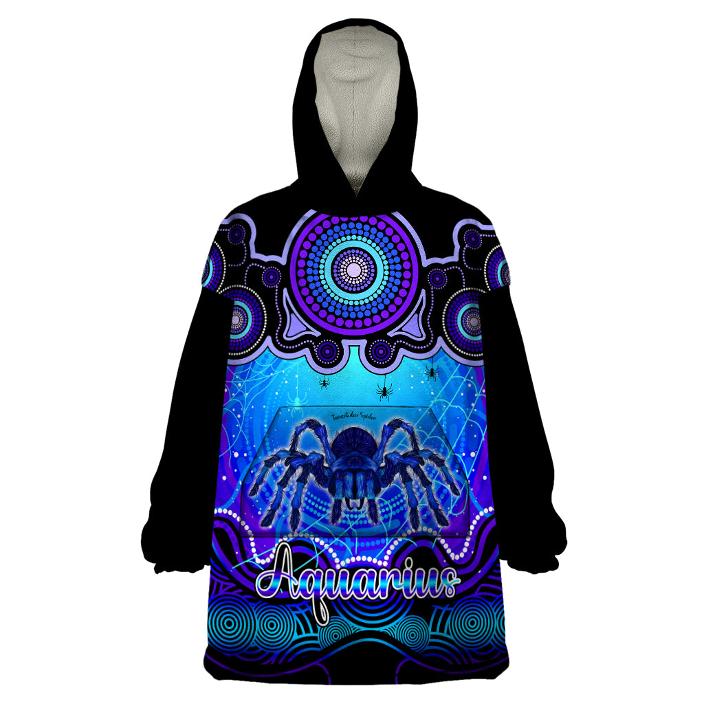 Personalised Australia Scorpio Tarantulas Spider Zodiac Wearable Blanket Hoodie Auz Astrology Aboriginal - Blue - Vibe Hoodie Shop