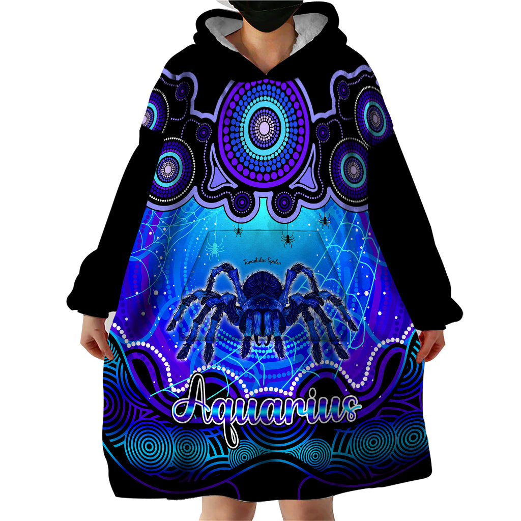 Personalised Australia Scorpio Tarantulas Spider Zodiac Wearable Blanket Hoodie Auz Astrology Aboriginal - Blue - Vibe Hoodie Shop