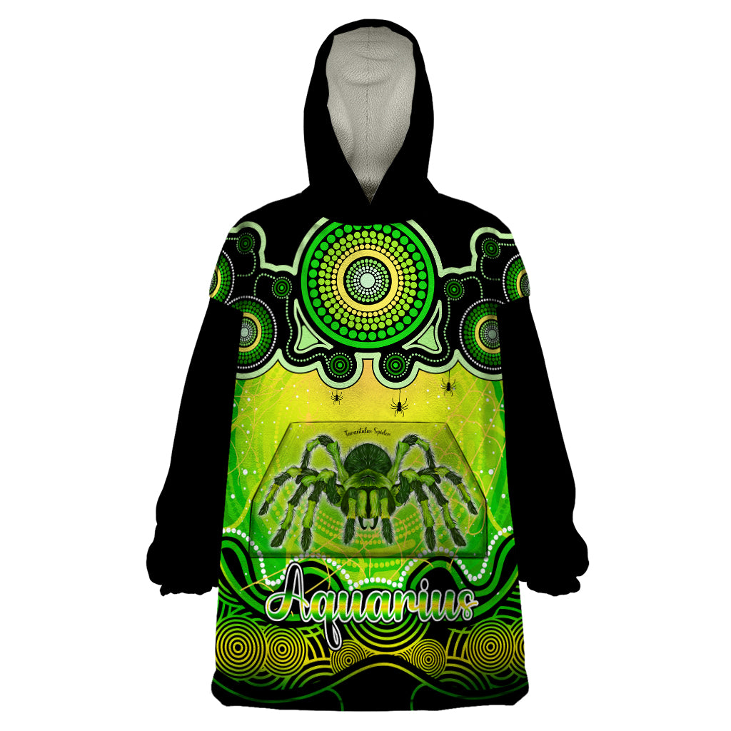 Personalised Australia Scorpio Tarantulas Spider Zodiac Wearable Blanket Hoodie Auz Astrology Aboriginal - Green - Vibe Hoodie Shop