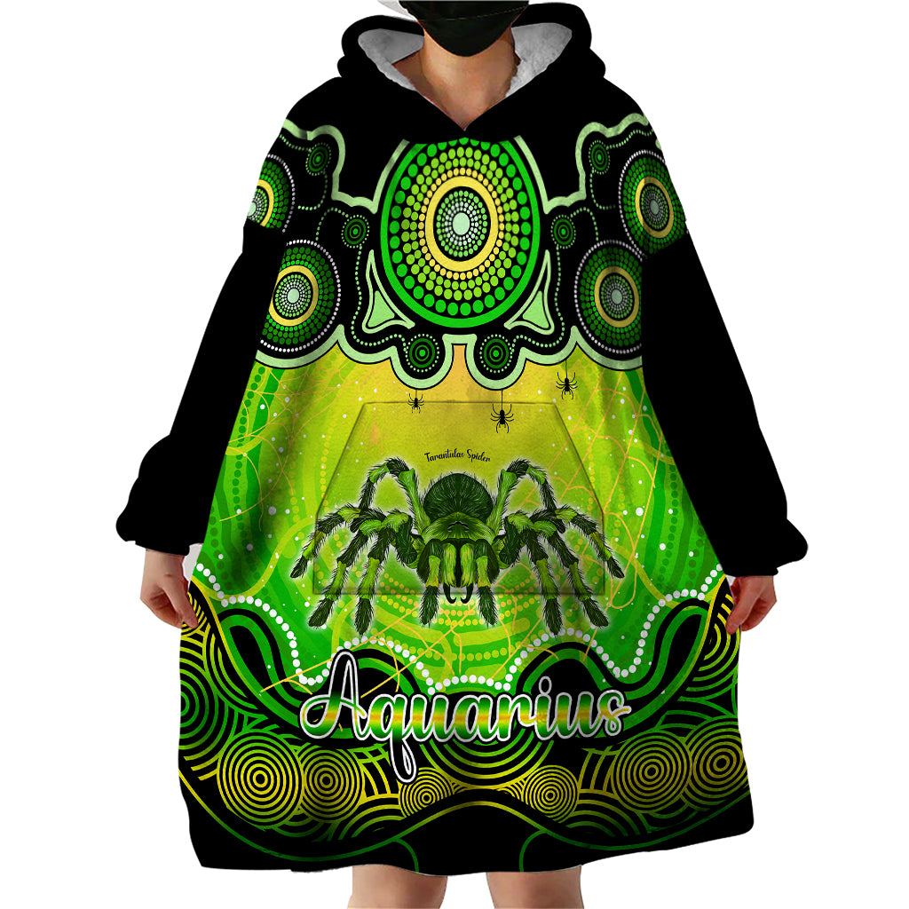 Personalised Australia Scorpio Tarantulas Spider Zodiac Wearable Blanket Hoodie Auz Astrology Aboriginal - Green - Vibe Hoodie Shop