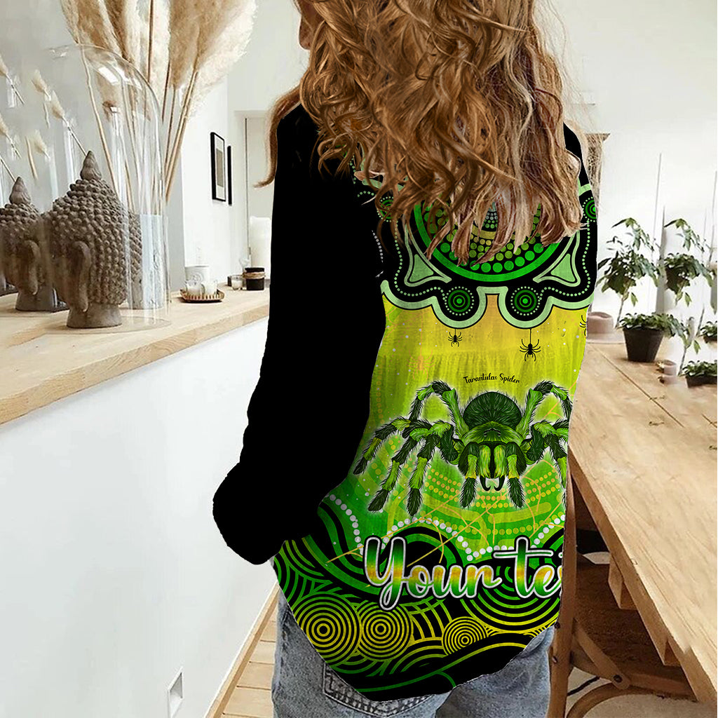 Personalised Australia Scorpio Tarantulas Spider Zodiac Women Casual Shirt Auz Astrology Aboriginal - Green - Vibe Hoodie Shop