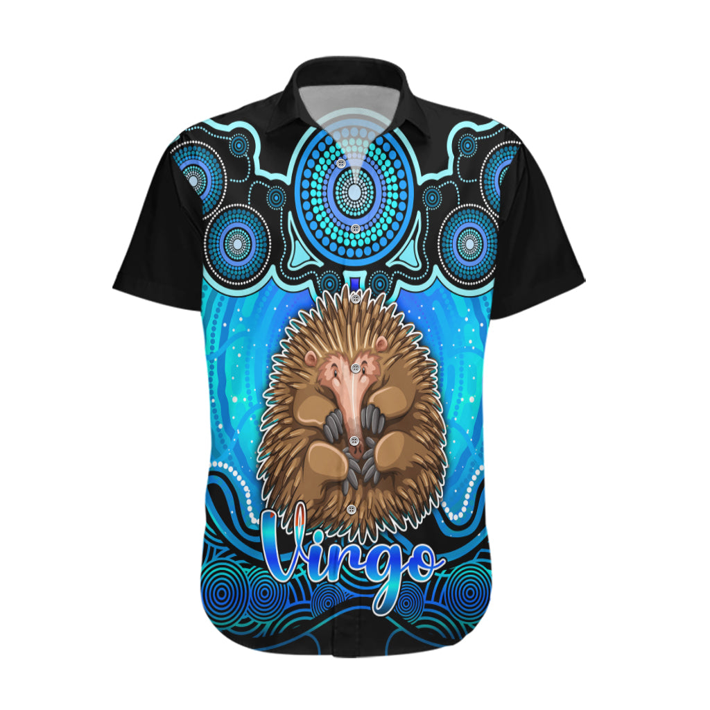 Personalised Australia Virgo Echidna Zodiac Hawaiian Shirt Auz Astrology Aboriginal - Aqua - Vibe Hoodie Shop
