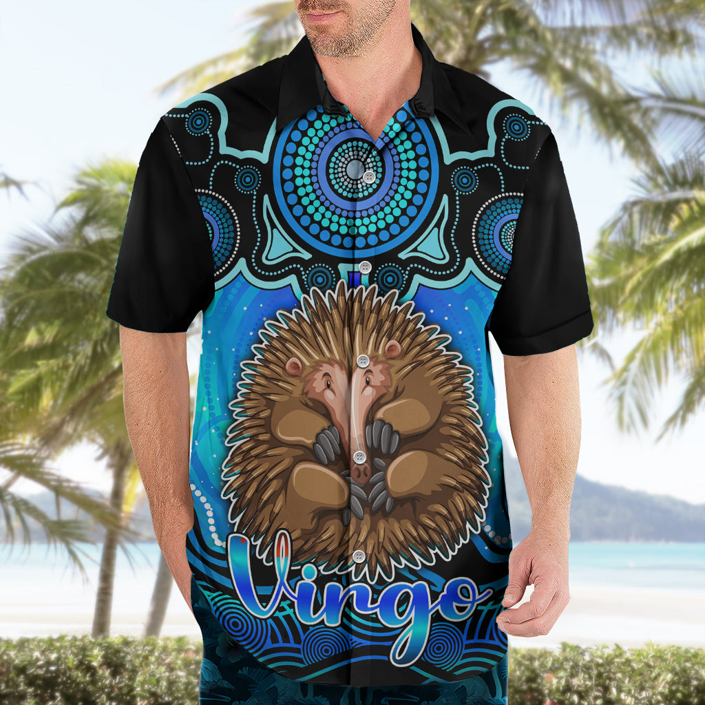 Personalised Australia Virgo Echidna Zodiac Hawaiian Shirt Auz Astrology Aboriginal - Aqua - Vibe Hoodie Shop