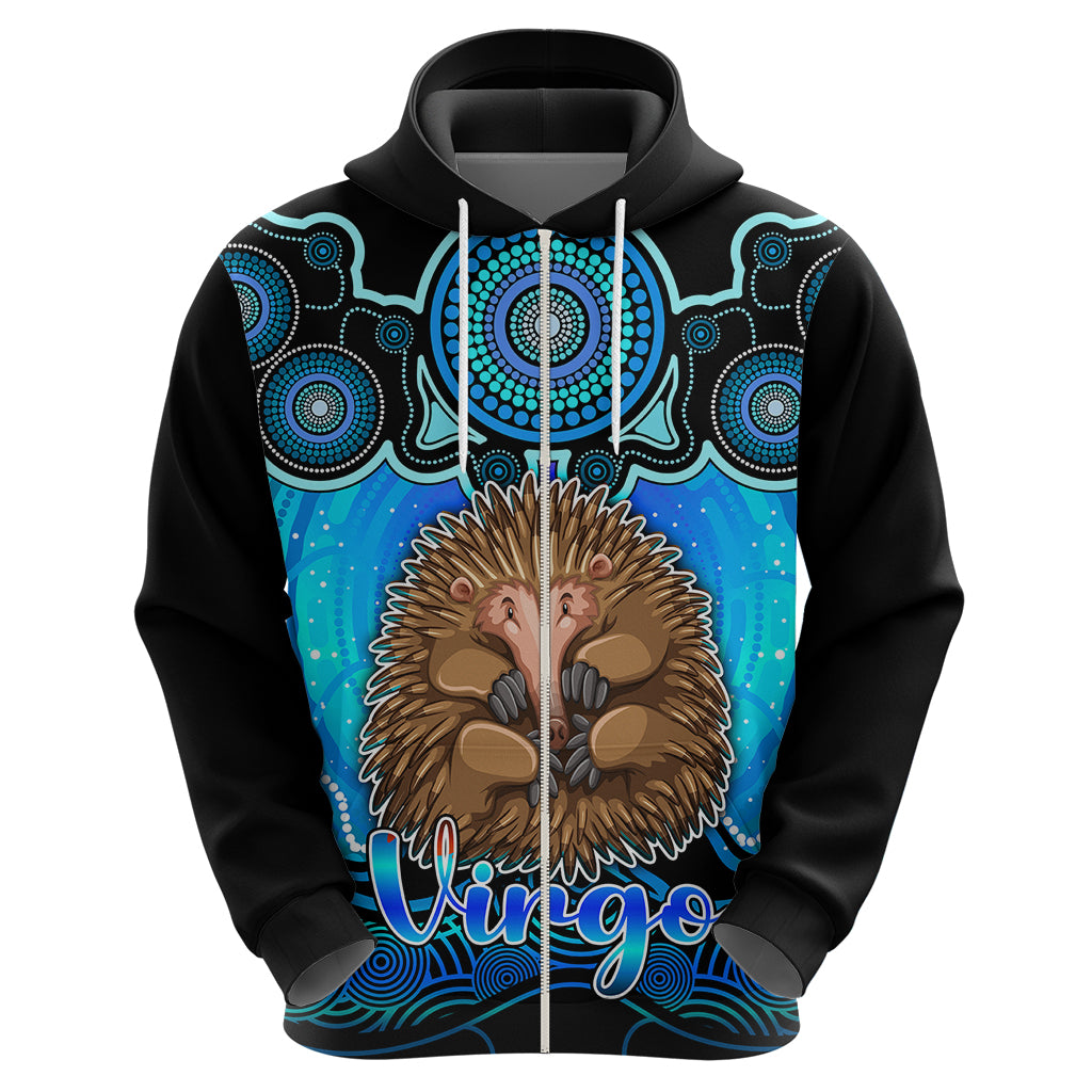 Personalised Australia Virgo Echidna Zodiac Hoodie Auz Astrology Aboriginal - Aqua LT9 - Vibe Hoodie Shop