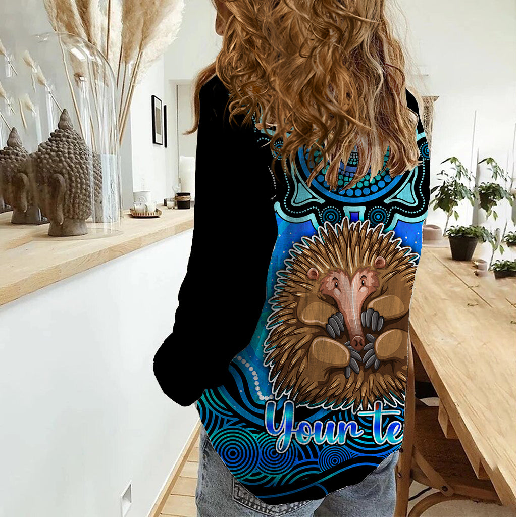 Personalised Australia Virgo Echidna Zodiac Women Casual Shirt Auz Astrology Aboriginal - Aqua - Vibe Hoodie Shop