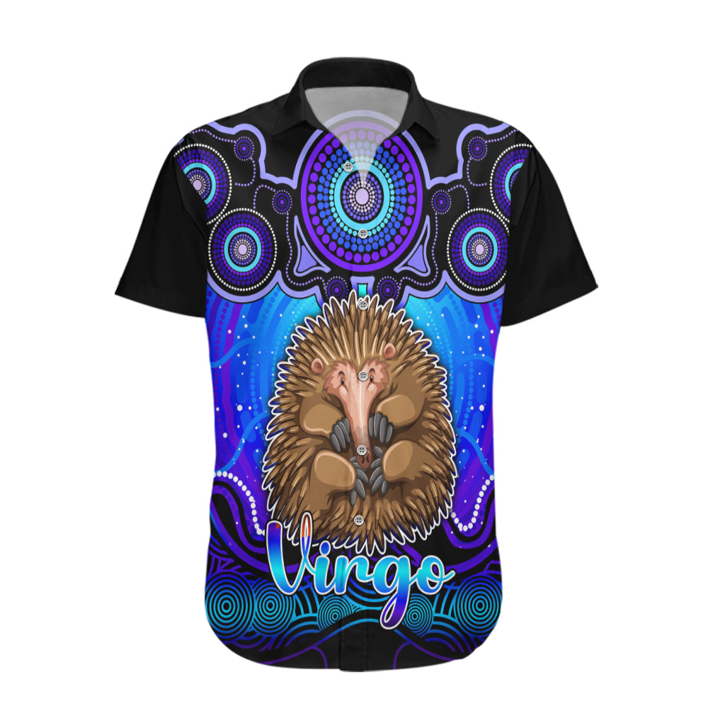 Personalised Australia Virgo Echidna Zodiac Hawaiian Shirt Auz Astrology Aboriginal - Blue - Vibe Hoodie Shop