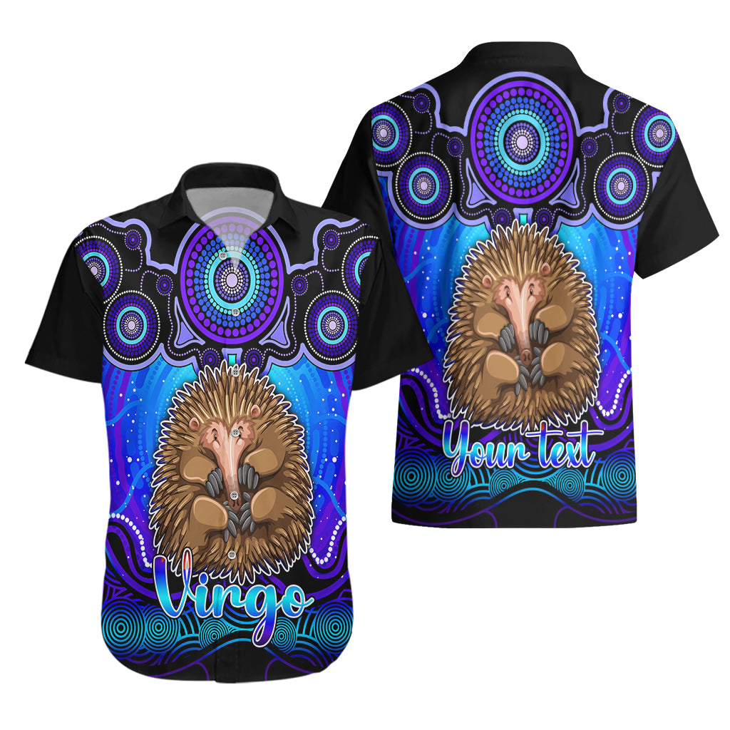 Personalised Australia Virgo Echidna Zodiac Hawaiian Shirt Auz Astrology Aboriginal - Blue - Vibe Hoodie Shop