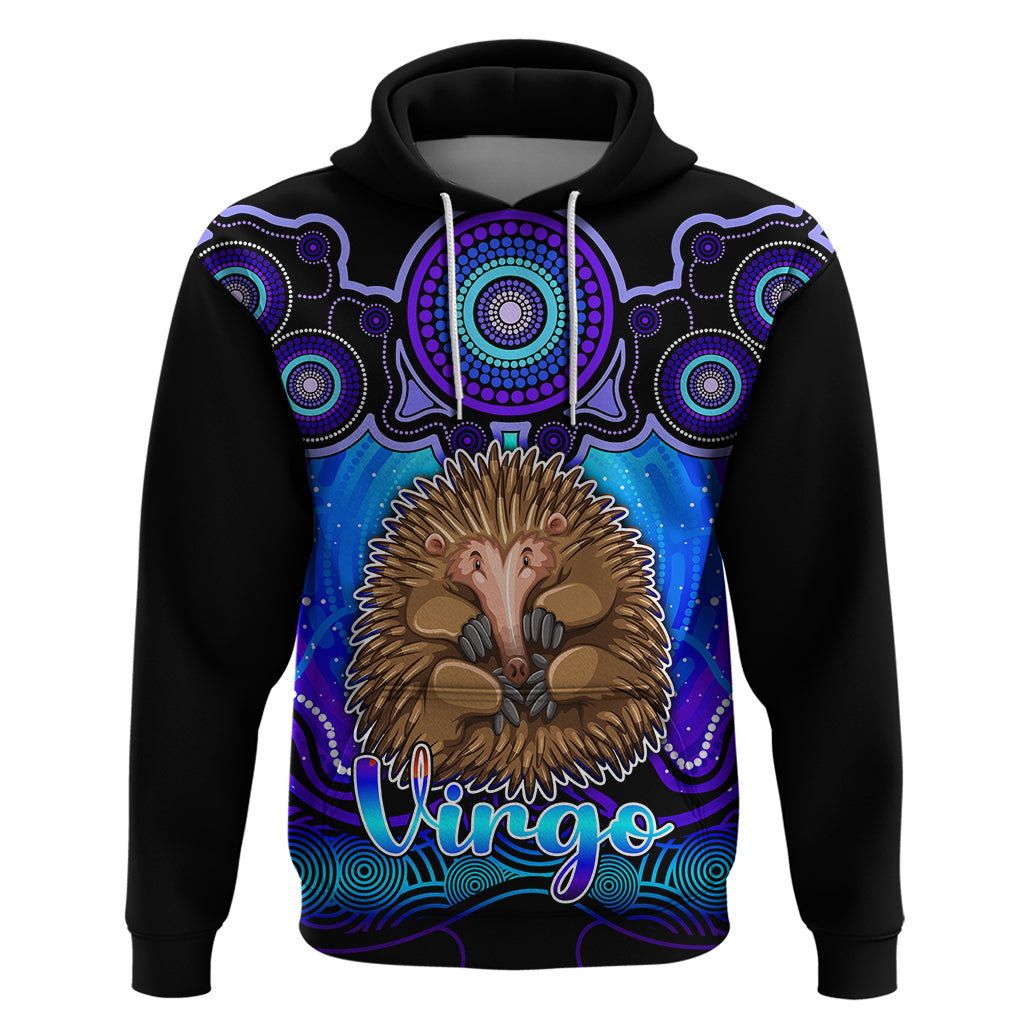 Personalised Australia Virgo Echidna Zodiac Hoodie Auz Astrology Aboriginal - Blue LT9 - Vibe Hoodie Shop