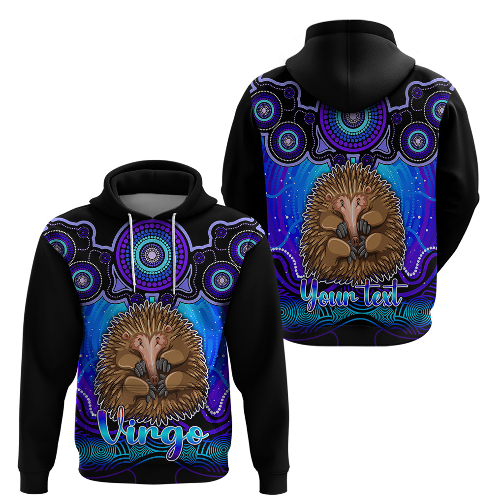 Personalised Australia Virgo Echidna Zodiac Hoodie Auz Astrology Aboriginal - Blue LT9 - Vibe Hoodie Shop