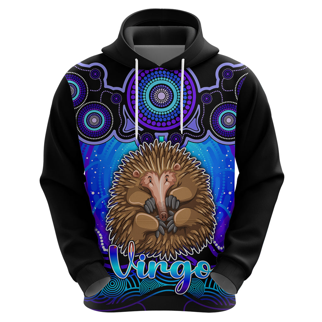 Personalised Australia Virgo Echidna Zodiac Hoodie Auz Astrology Aboriginal - Blue LT9 - Vibe Hoodie Shop