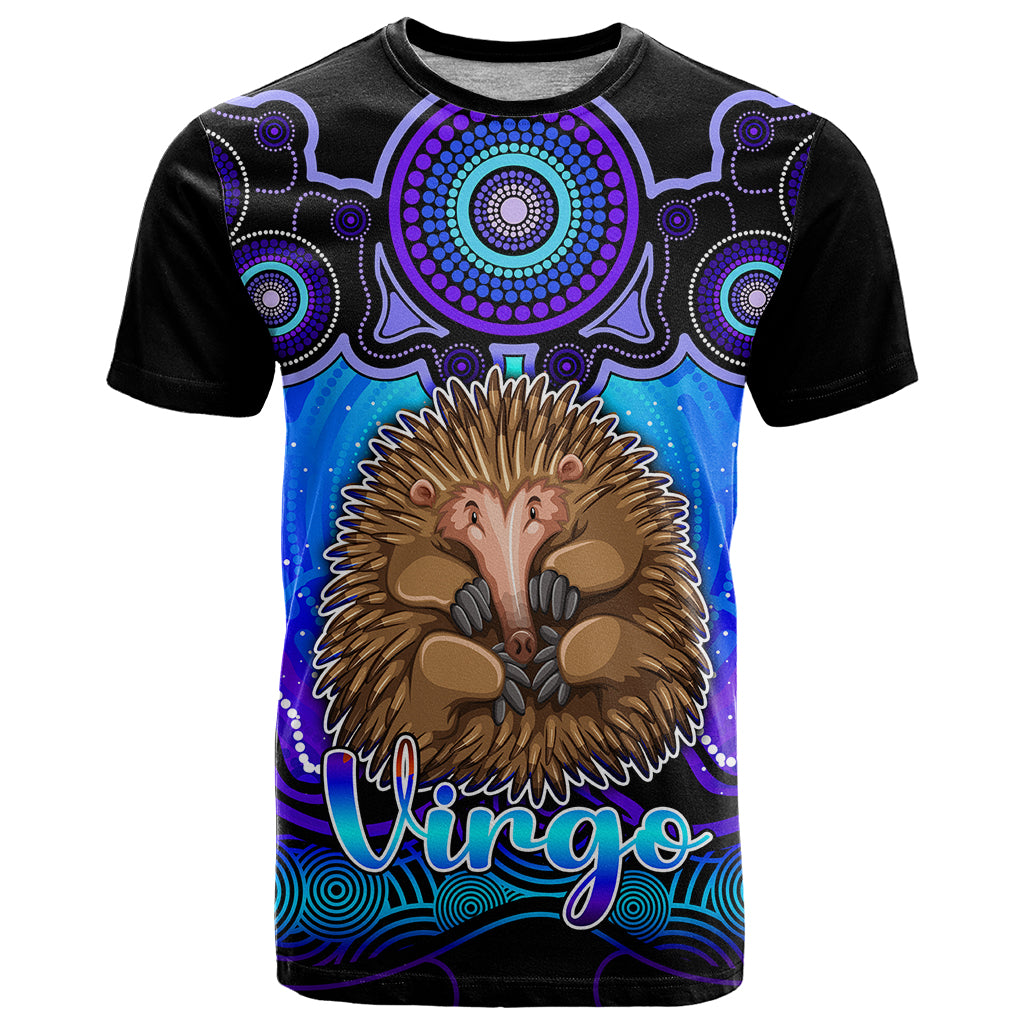 Personalised Australia Virgo Echidna Zodiac T Shirt Auz Astrology Aboriginal - Blue LT9 - Vibe Hoodie Shop