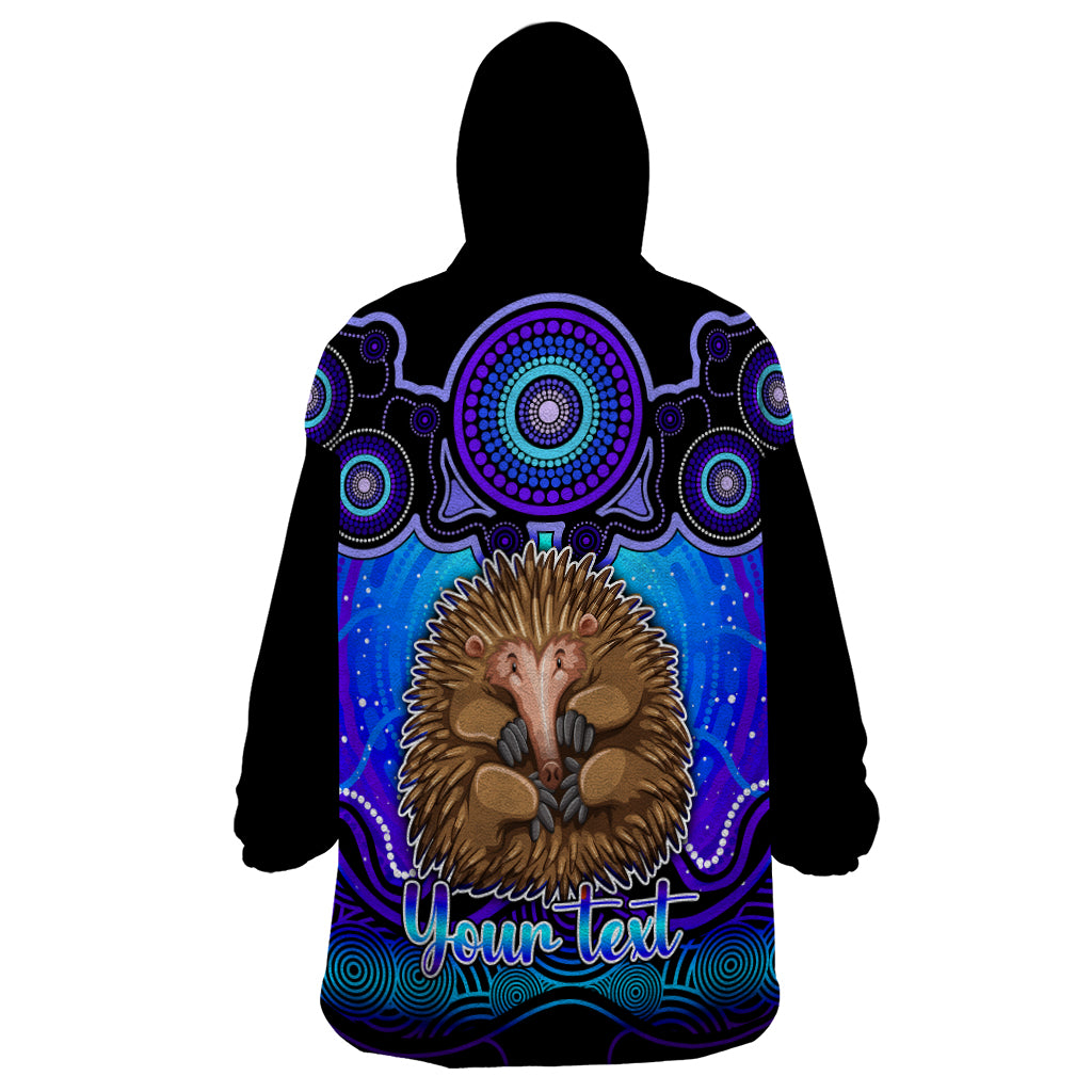 Personalised Australia Virgo Echidna Zodiac Wearable Blanket Hoodie Auz Astrology Aboriginal - Blue - Vibe Hoodie Shop