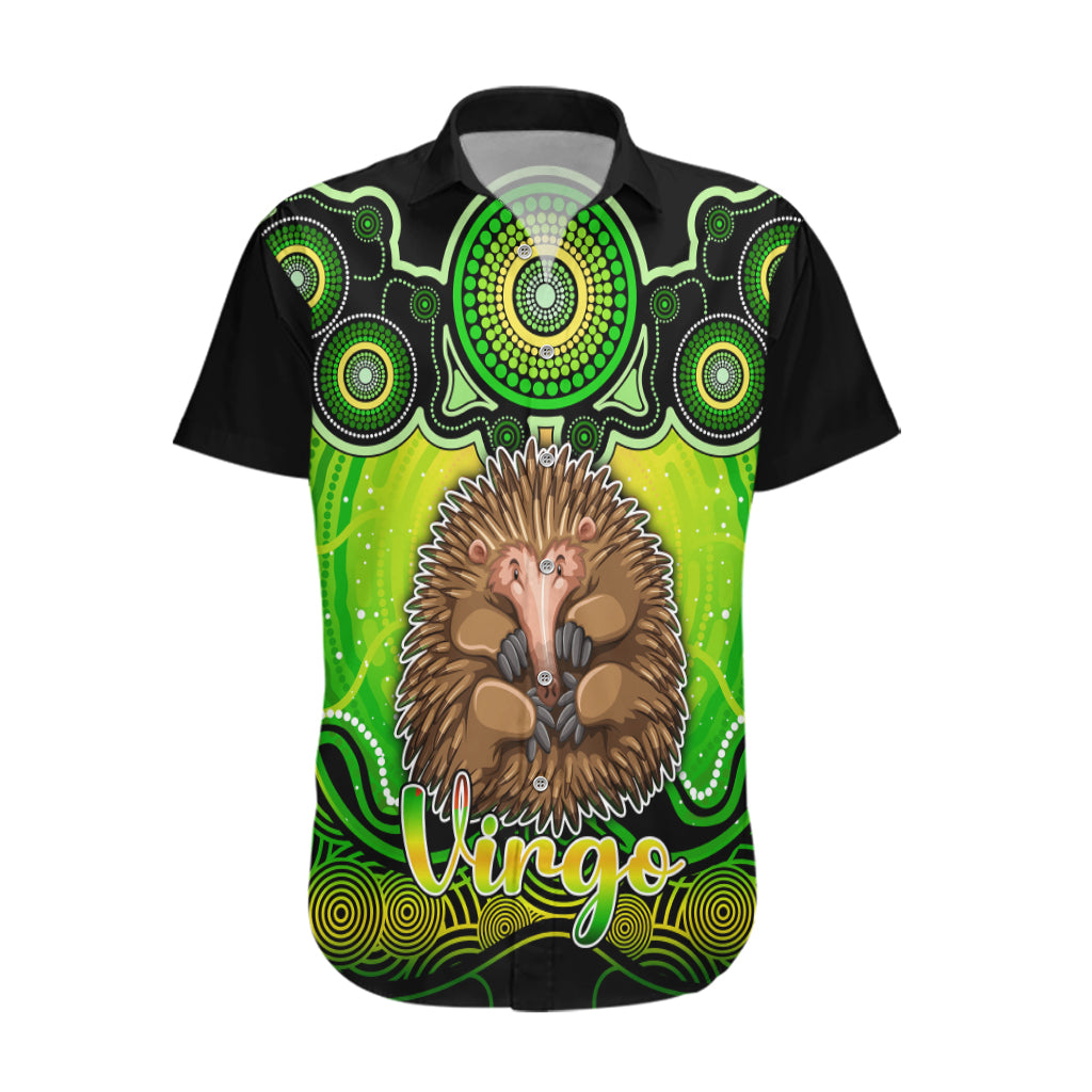 Personalised Australia Virgo Echidna Zodiac Hawaiian Shirt Auz Astrology Aboriginal - Green - Vibe Hoodie Shop