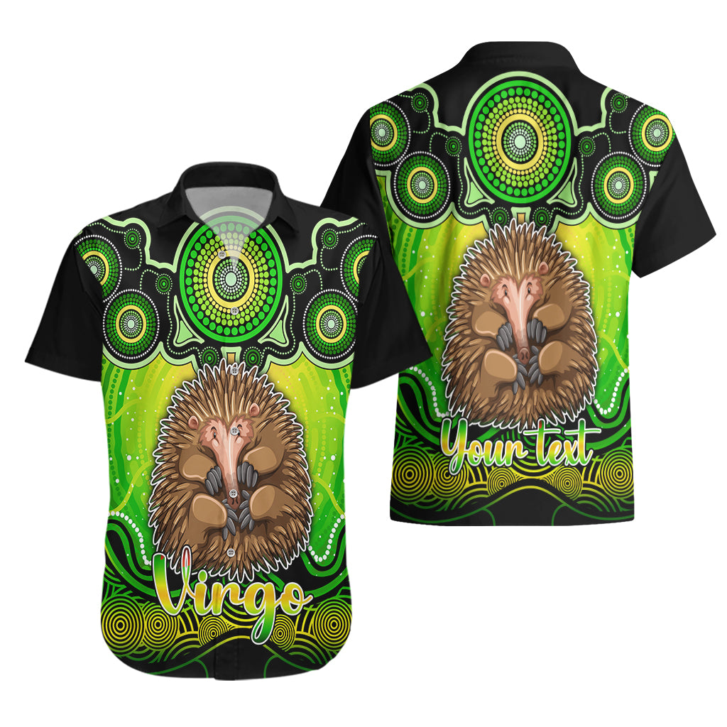 Personalised Australia Virgo Echidna Zodiac Hawaiian Shirt Auz Astrology Aboriginal - Green - Vibe Hoodie Shop