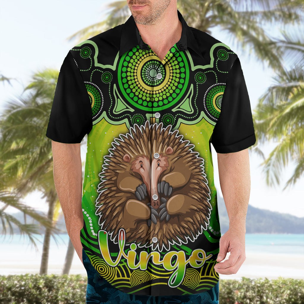 Personalised Australia Virgo Echidna Zodiac Hawaiian Shirt Auz Astrology Aboriginal - Green - Vibe Hoodie Shop