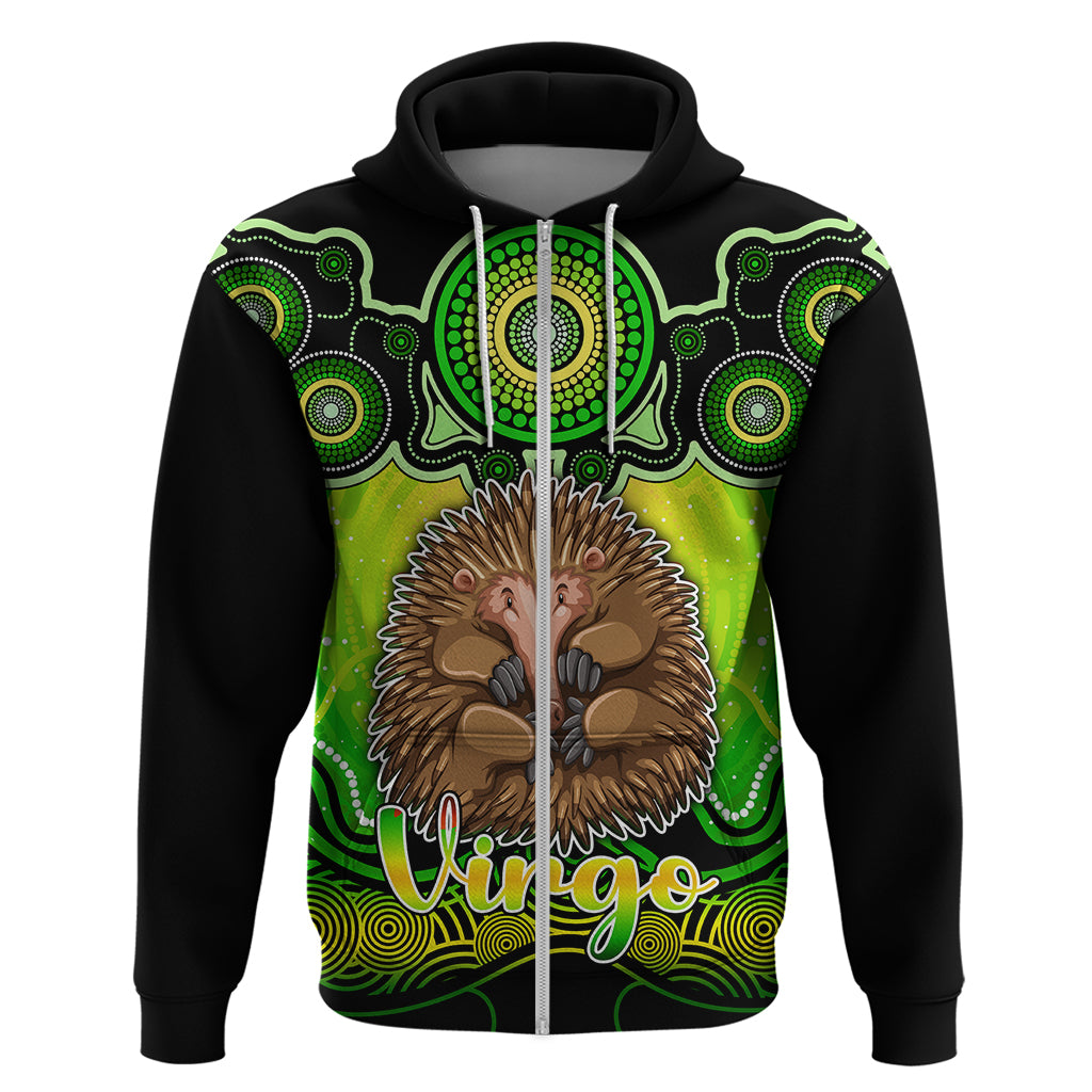 Personalised Australia Virgo Echidna Zodiac Hoodie Auz Astrology Aboriginal - Green LT9 - Vibe Hoodie Shop