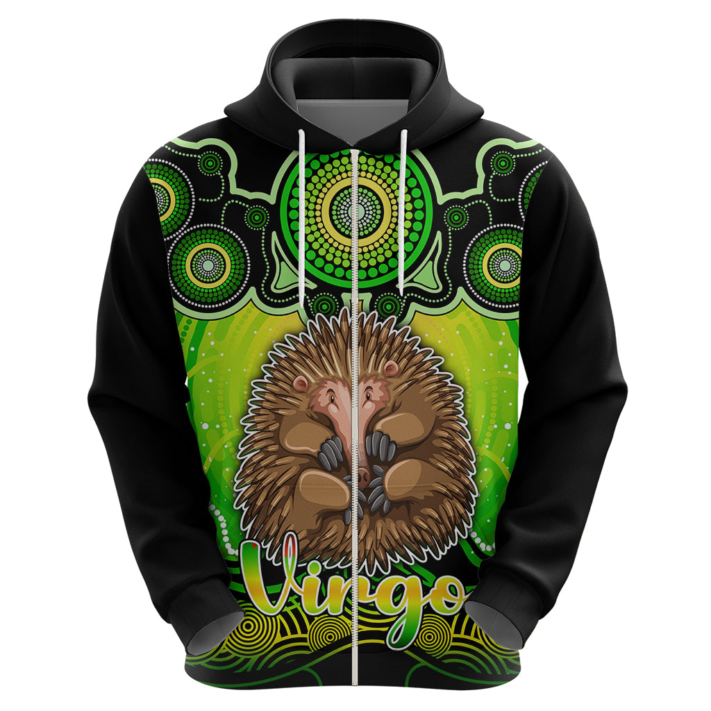 Personalised Australia Virgo Echidna Zodiac Hoodie Auz Astrology Aboriginal - Green LT9 - Vibe Hoodie Shop