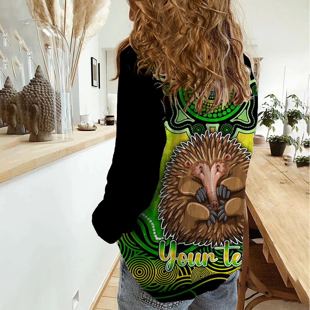 Personalised Australia Virgo Echidna Zodiac Women Casual Shirt Auz Astrology Aboriginal - Green - Vibe Hoodie Shop