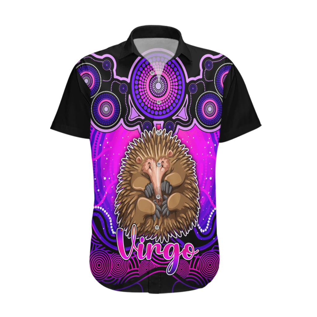 Personalised Australia Virgo Echidna Zodiac Hawaiian Shirt Auz Astrology Aboriginal - Magenta - Vibe Hoodie Shop