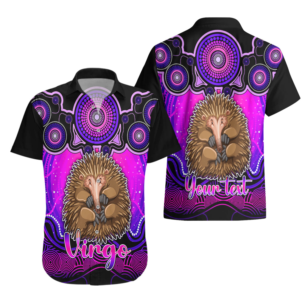 Personalised Australia Virgo Echidna Zodiac Hawaiian Shirt Auz Astrology Aboriginal - Magenta - Vibe Hoodie Shop