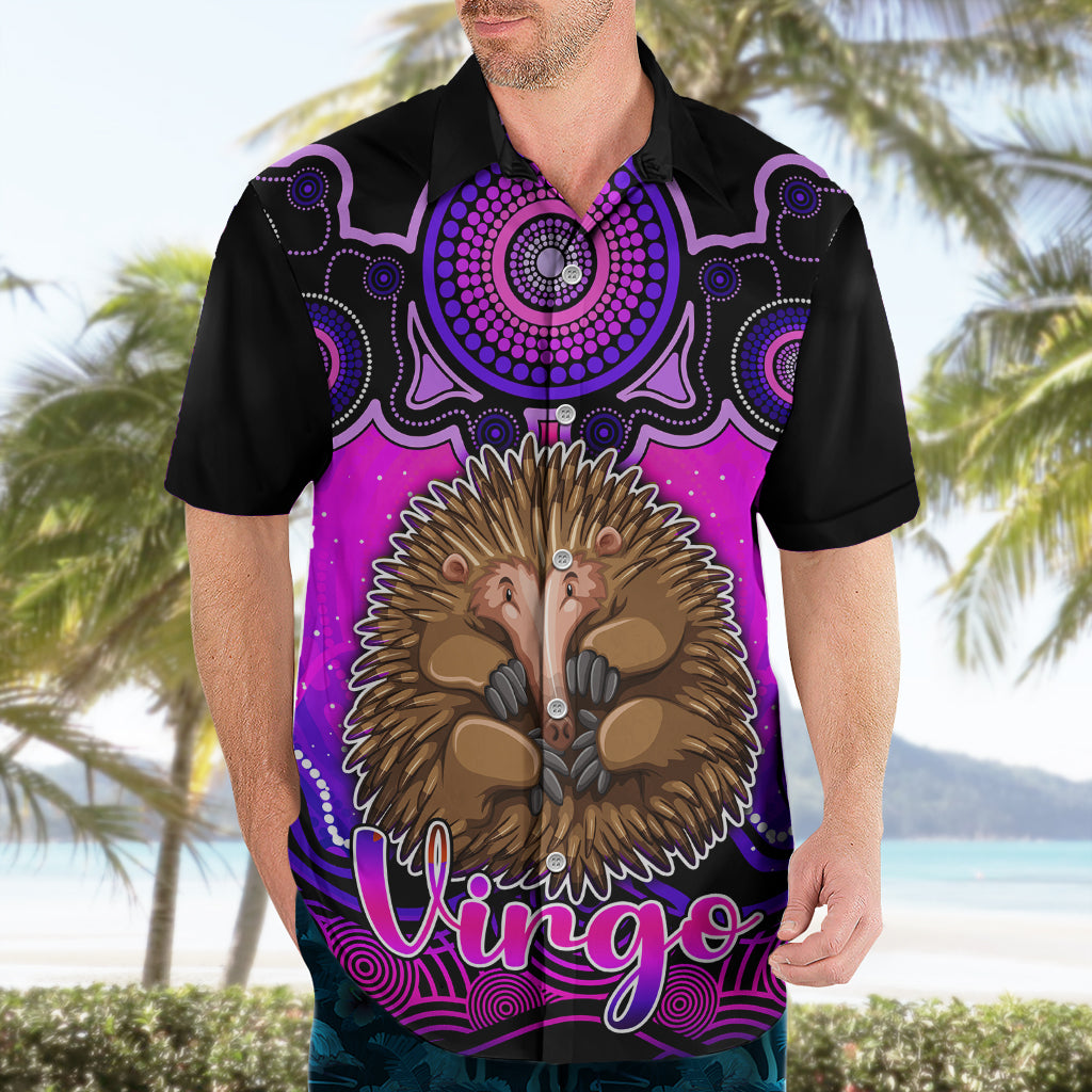 Personalised Australia Virgo Echidna Zodiac Hawaiian Shirt Auz Astrology Aboriginal - Magenta - Vibe Hoodie Shop