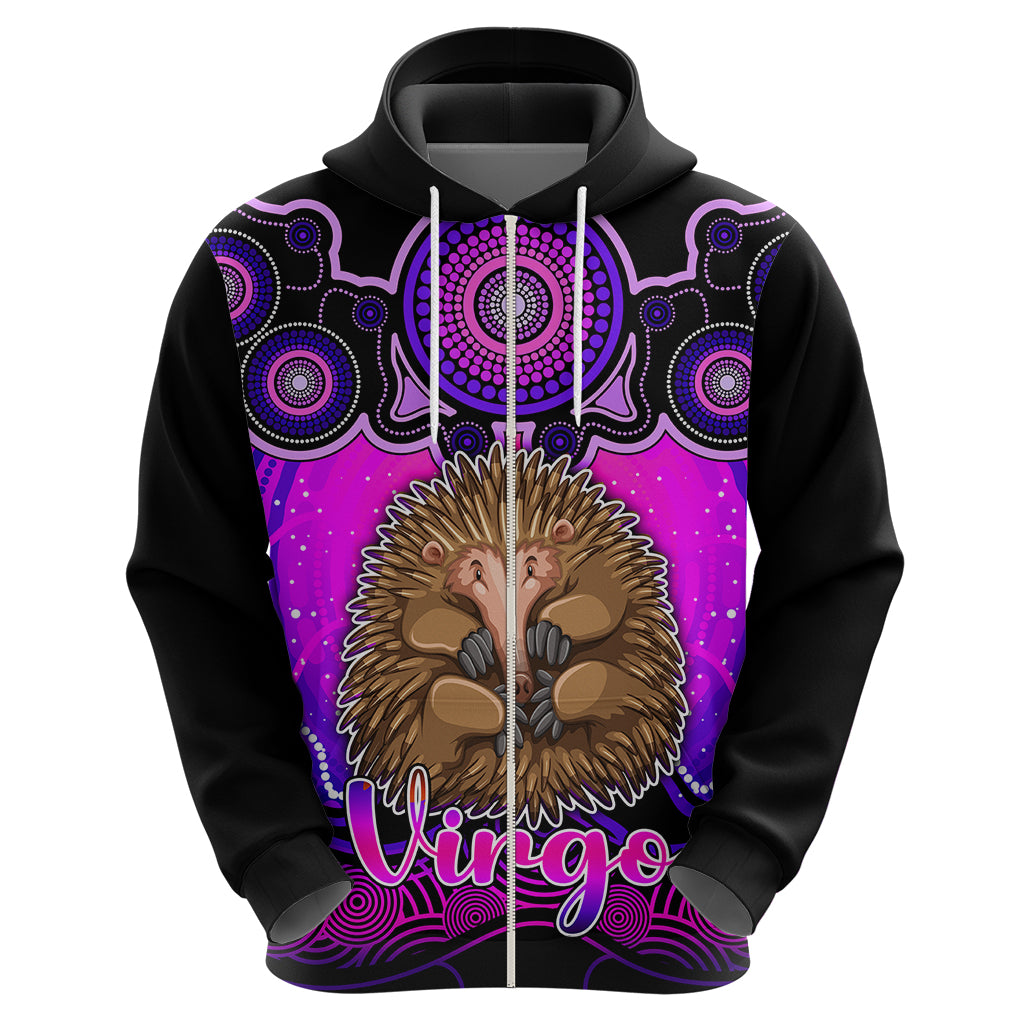 Personalised Australia Virgo Echidna Zodiac Hoodie Auz Astrology Aboriginal - Magenta LT9 - Vibe Hoodie Shop