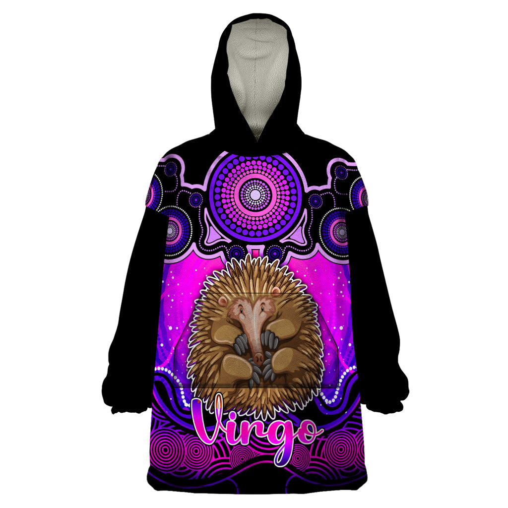 Personalised Australia Virgo Echidna Zodiac Wearable Blanket Hoodie Auz Astrology Aboriginal - Magenta - Vibe Hoodie Shop