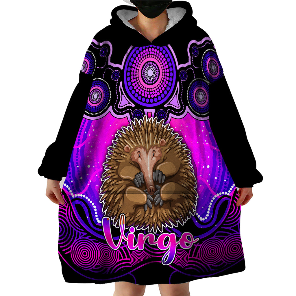 Personalised Australia Virgo Echidna Zodiac Wearable Blanket Hoodie Auz Astrology Aboriginal - Magenta - Vibe Hoodie Shop