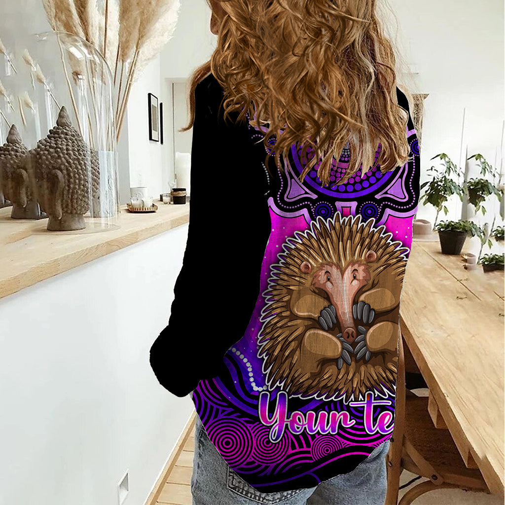 Personalised Australia Virgo Echidna Zodiac Women Casual Shirt Auz Astrology Aboriginal - Magenta - Vibe Hoodie Shop