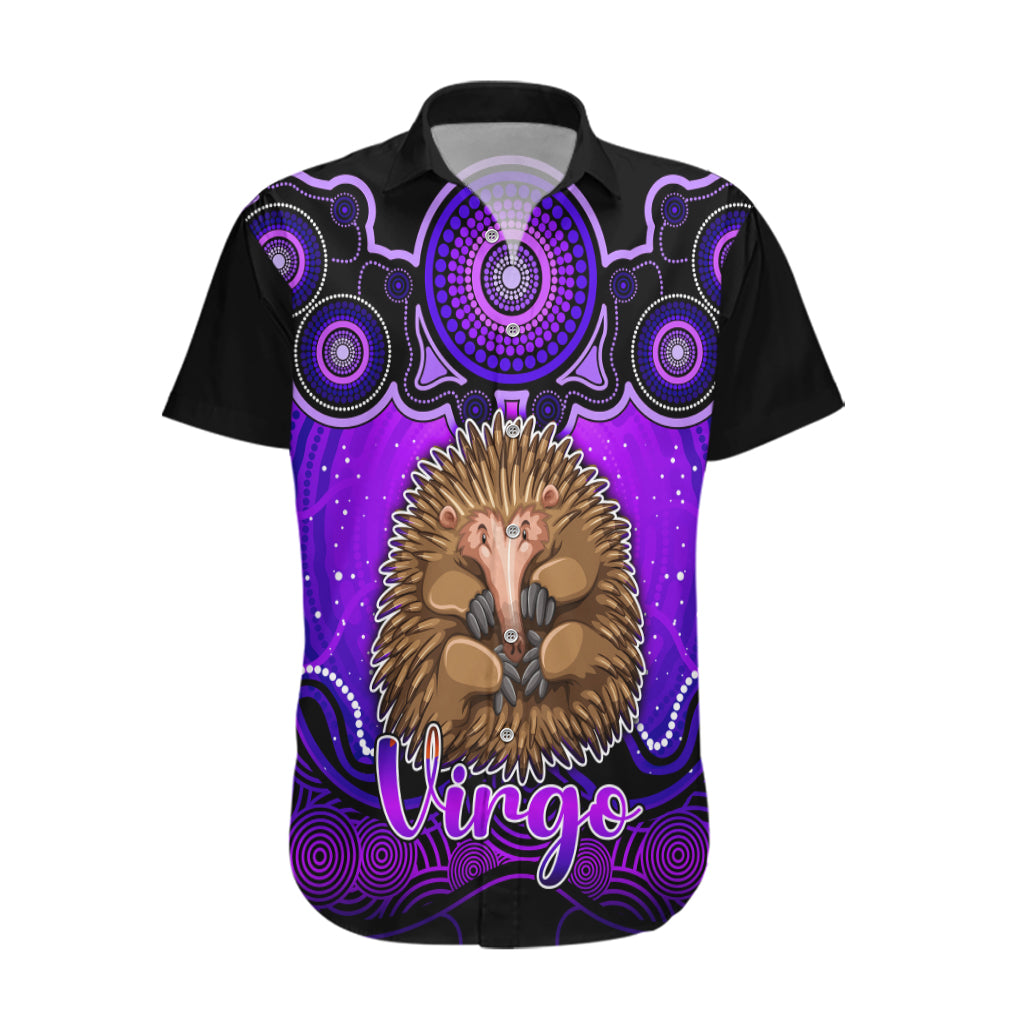 Personalised Australia Virgo Echidna Zodiac Hawaiian Shirt Auz Astrology Aboriginal - Purple - Vibe Hoodie Shop