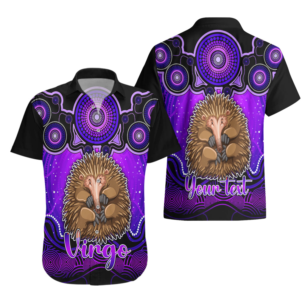 Personalised Australia Virgo Echidna Zodiac Hawaiian Shirt Auz Astrology Aboriginal - Purple - Vibe Hoodie Shop