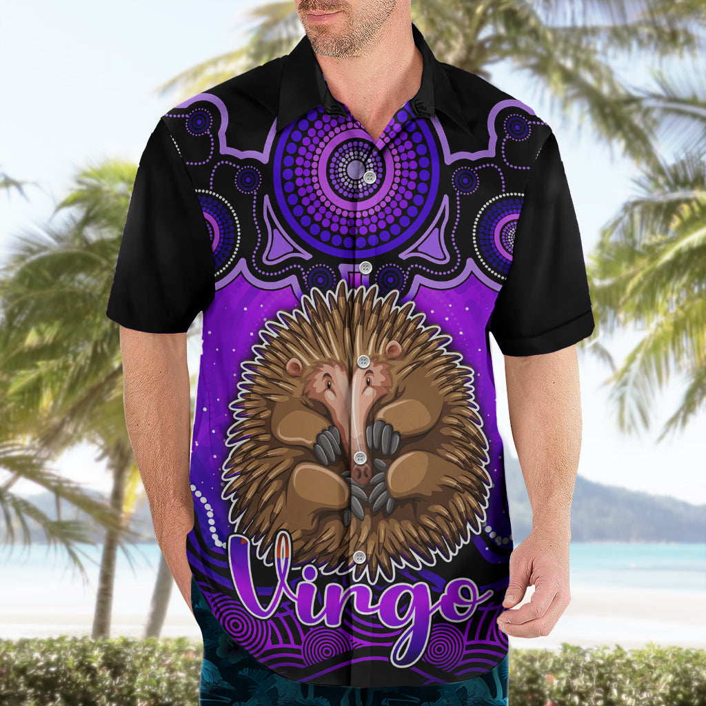 Personalised Australia Virgo Echidna Zodiac Hawaiian Shirt Auz Astrology Aboriginal - Purple - Vibe Hoodie Shop
