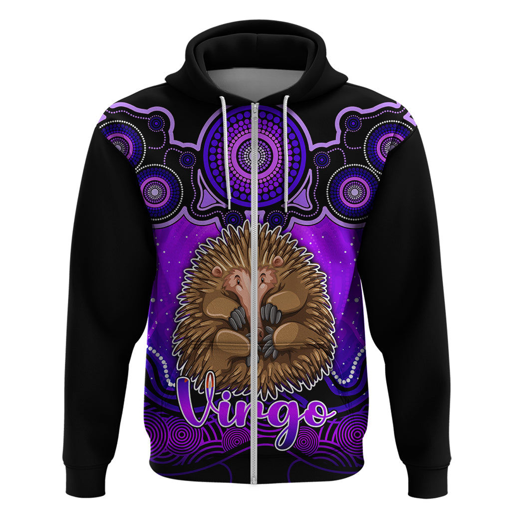Personalised Australia Virgo Echidna Zodiac Hoodie Auz Astrology Aboriginal - Purple LT9 - Vibe Hoodie Shop