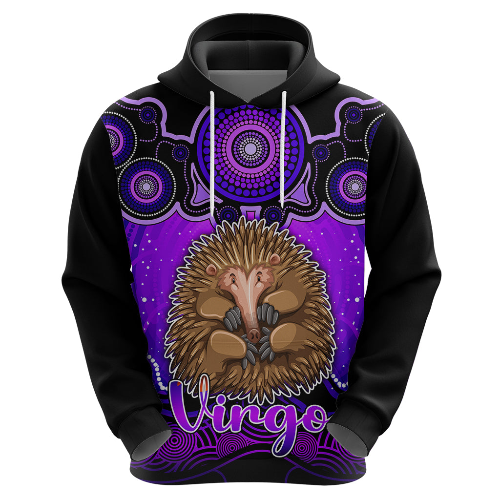 Personalised Australia Virgo Echidna Zodiac Hoodie Auz Astrology Aboriginal - Purple LT9 - Vibe Hoodie Shop